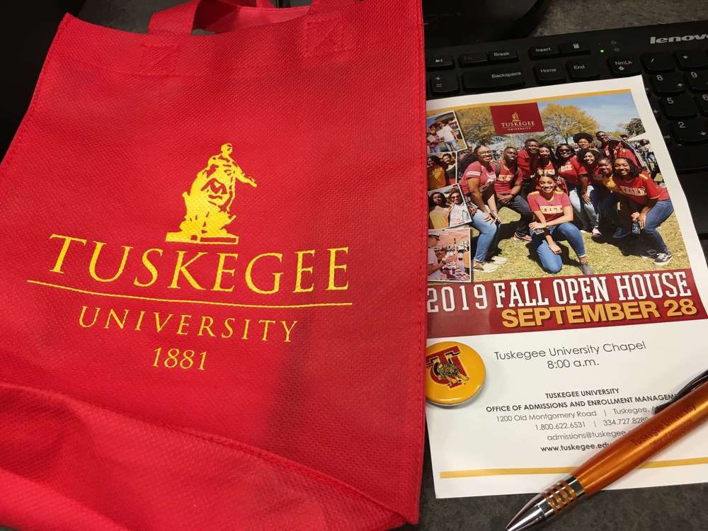 Tuskegee University tote bag and information pamphlet