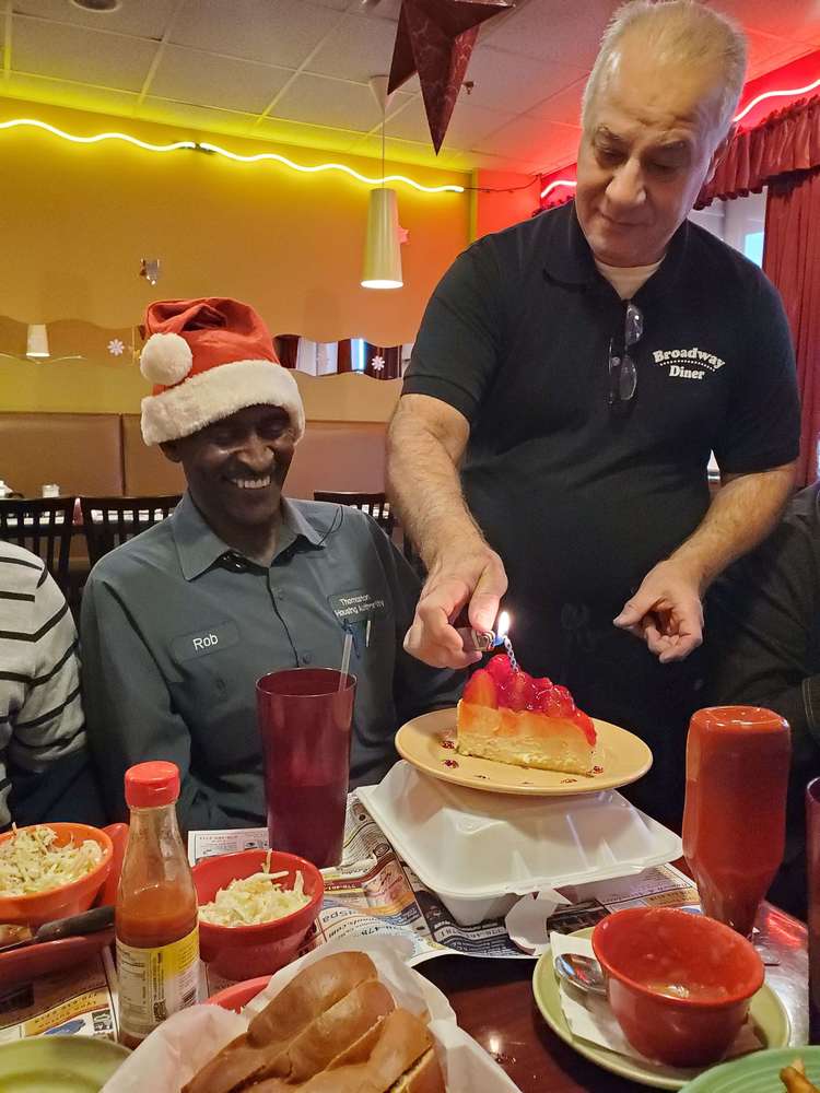 Bringing desserts to the table for Christmas Luncheon