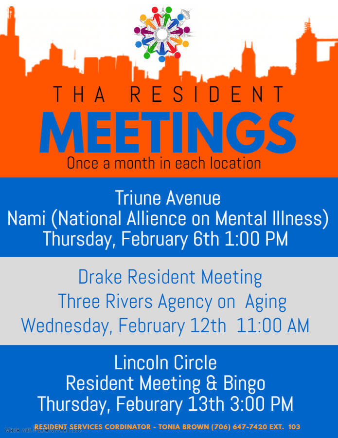 FEb Resident Meetings flyer