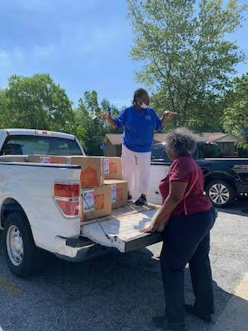 Pickup truck full of boxes to deliver