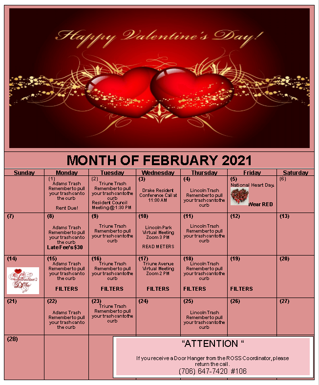 February 2021 Calendar - View Calendar for events listed